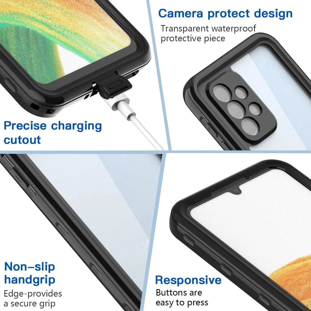 Black Galaxy A33 5G Waterproof Dirtproof Drop Proof Defender Case 4 Black Galaxy A33 5G Waterproof Dirtproof Drop Proof Defender Case - Image 4