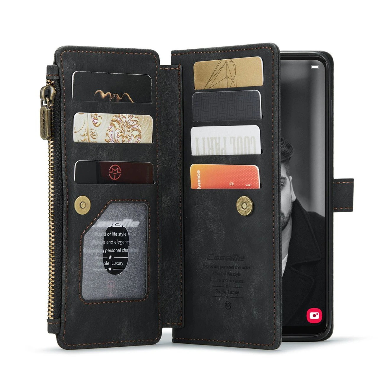 Black CaseMe C30 Wallet Case With Zipper Folio & Wrist Strap For Galaxy A34 5G 5 Black CaseMe C30 Wallet Case With Zipper Folio & Wrist Strap For Galaxy A34 5G - Image 5