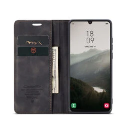 Black Galaxy A34 5G CaseMe Slim Soft Wallet Case Cover
