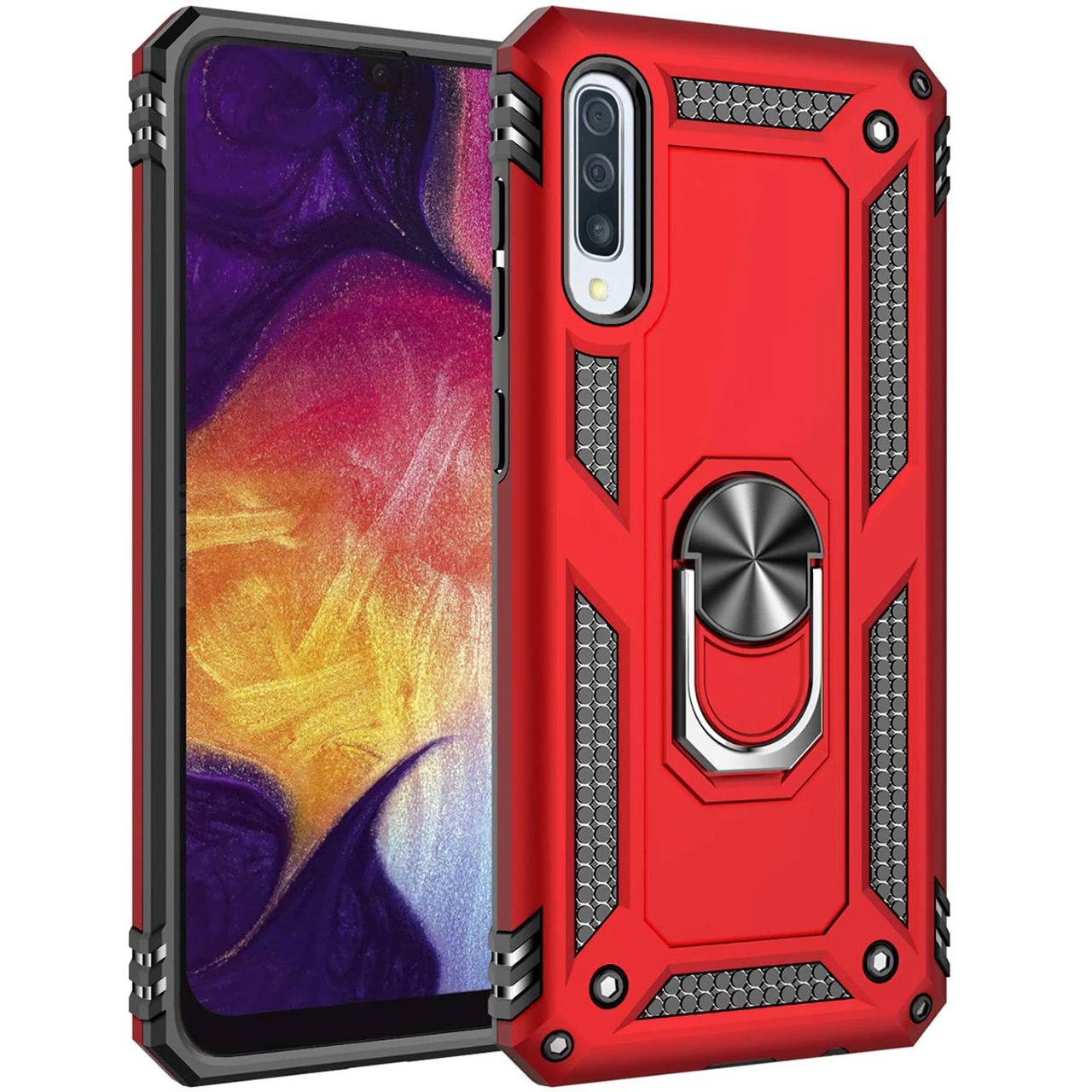 Red 360 Rotating Metal Stand Slim Armor Case Cover For Galaxy A70 1 Red 360 Rotating Metal Stand Slim Armor Case Cover For Galaxy A70