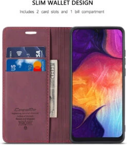 Classy Wine CaseMe Compact Flip Wallet Card Case For Galaxy A50 -Cheap NewCase Store galaxy a50 caseme wallet wine 3 65042.1643345913