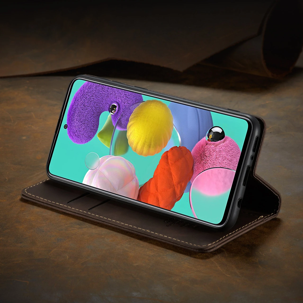 Coffee CaseMe Classy Compact Flip Wallet Card Case For Galaxy A71 7 Coffee CaseMe Classy Compact Flip Wallet Card Case For Galaxy A71 - Image 7