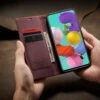 Classy Wine CaseMe Compact Flip Wallet Card Case For Galaxy A11
