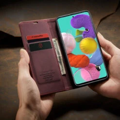 Classy Wine CaseMe Compact Flip Wallet Card Case For Galaxy A11