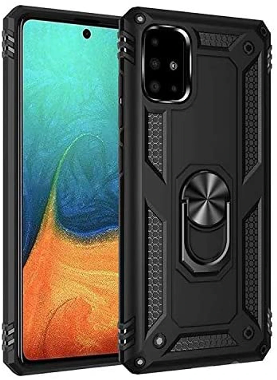 Black Galaxy A31 Slim Shock Proof 360 Rotating Metal Ring Stand Case 1 Black Galaxy A31 Slim Shock Proof 360 Rotating Metal Ring Stand Case