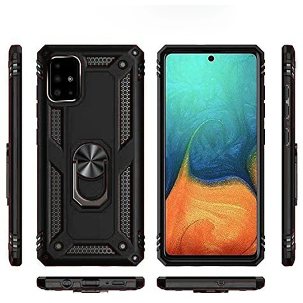Black Galaxy A31 Slim Shock Proof 360 Rotating Metal Ring Stand Case 6 Black Galaxy A31 Slim Shock Proof 360 Rotating Metal Ring Stand Case - Image 6