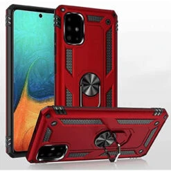 Red Galaxy A51 Slim Armor 360 Rotating Metal Ring Stand Case Cover
