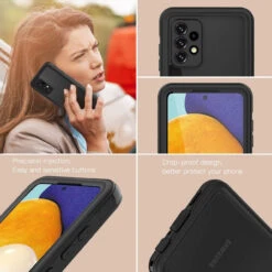 Black Waterproof Shockproof Dirtproof Defender Case For Galaxy A52 5G -Cheap NewCase Store galaxy a52 5g waterproof case black 3 42191.1690165251