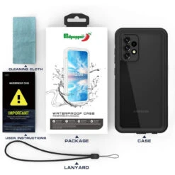 Black Waterproof Shockproof Dirtproof Defender Case For Galaxy A52 5G -Cheap NewCase Store galaxy a52 5g waterproof case black 7 01428.1690165251