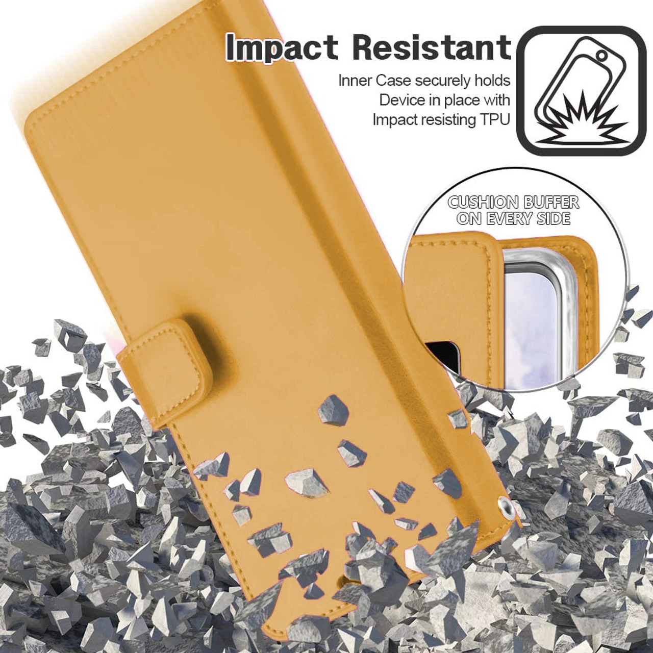 Shiny Gold Samsung Galaxy A72 Mercury Mansoor Wallet Case Cover 5 Shiny Gold Samsung Galaxy A72 Mercury Mansoor Wallet Case Cover - Image 5