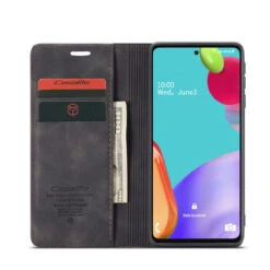 Black Galaxy A52 CaseMe Soft Matte Exceptional Wallet Case