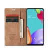 Brown CaseMe Slim Magnetic Classy Wallet Case For Galaxy A52