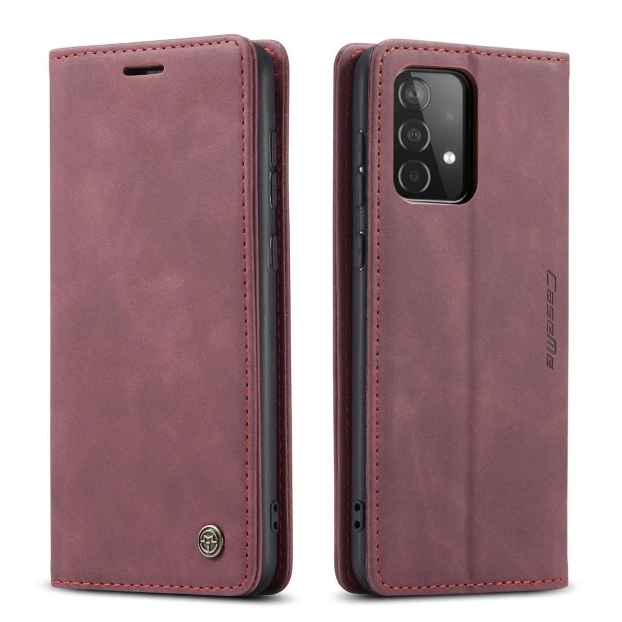Wine Compact Flip Quality Wallet Case Cover For Galaxy A52 5G 4 Wine Compact Flip Quality Wallet Case Cover For Galaxy A52 5G - Image 4