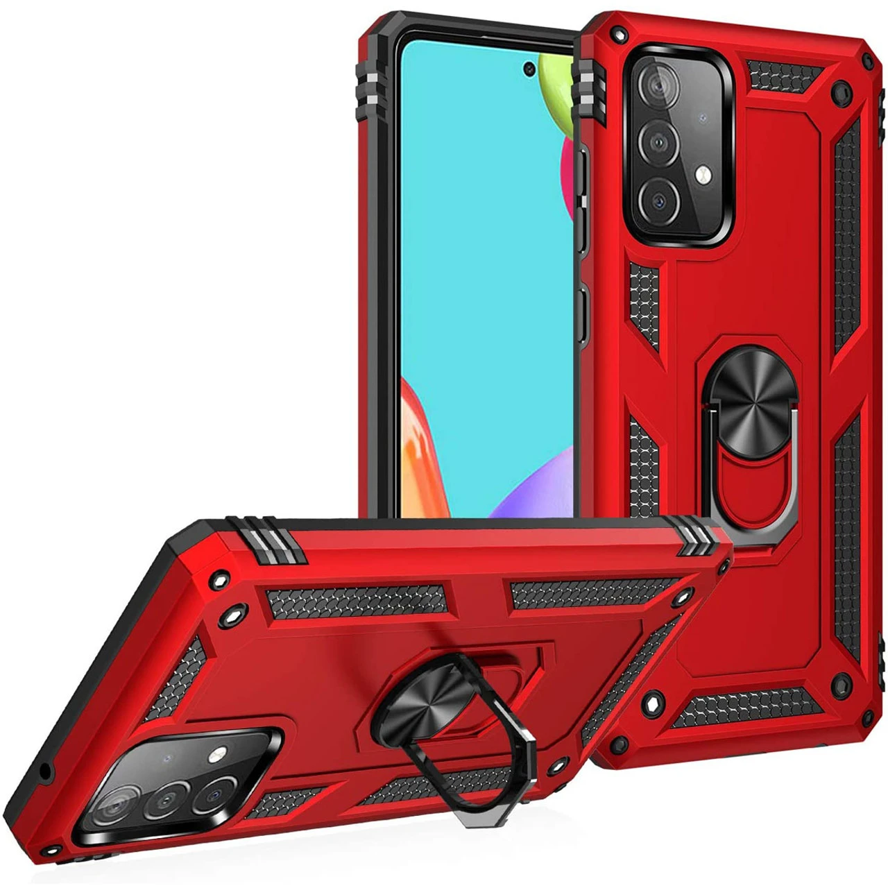 Red Slim Armor 360 Rotating Metal Ring Kickstand Case For Galaxy A52 7 Red Slim Armor 360 Rotating Metal Ring Kickstand Case For Galaxy A52 - Image 7