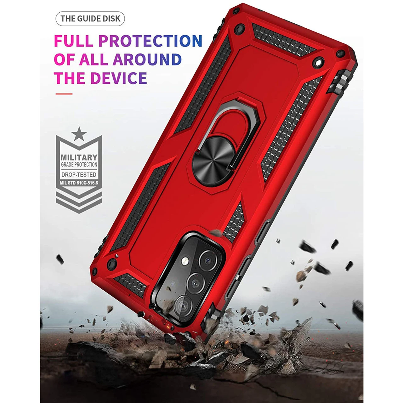 Red Slim Armor 360 Rotating Metal Ring Kickstand Case For Galaxy A52 6 Red Slim Armor 360 Rotating Metal Ring Kickstand Case For Galaxy A52 - Image 6