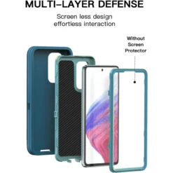 Light Blue Galaxy A53 5G Rugged Full Body Heavy Duty Shock Proof Case -Cheap NewCase Store galaxy a53 5g military grade defender case light blue 2 69475.1674681776