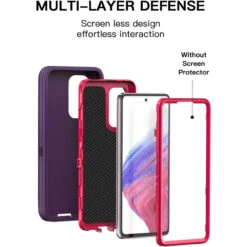 Purple Galaxy A53 5G Rugged Full Body Heavy Duty Shock Proof Case -Cheap NewCase Store galaxy a53 5g military grade defender case purple 5 42645.1687234817