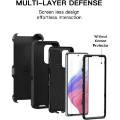 Black Rugged Shock / Drop Protection Holster Case For Galaxy A53 5G -Cheap NewCase Store galaxy a53 5g military grade defender holster black 7 58357.1685011917