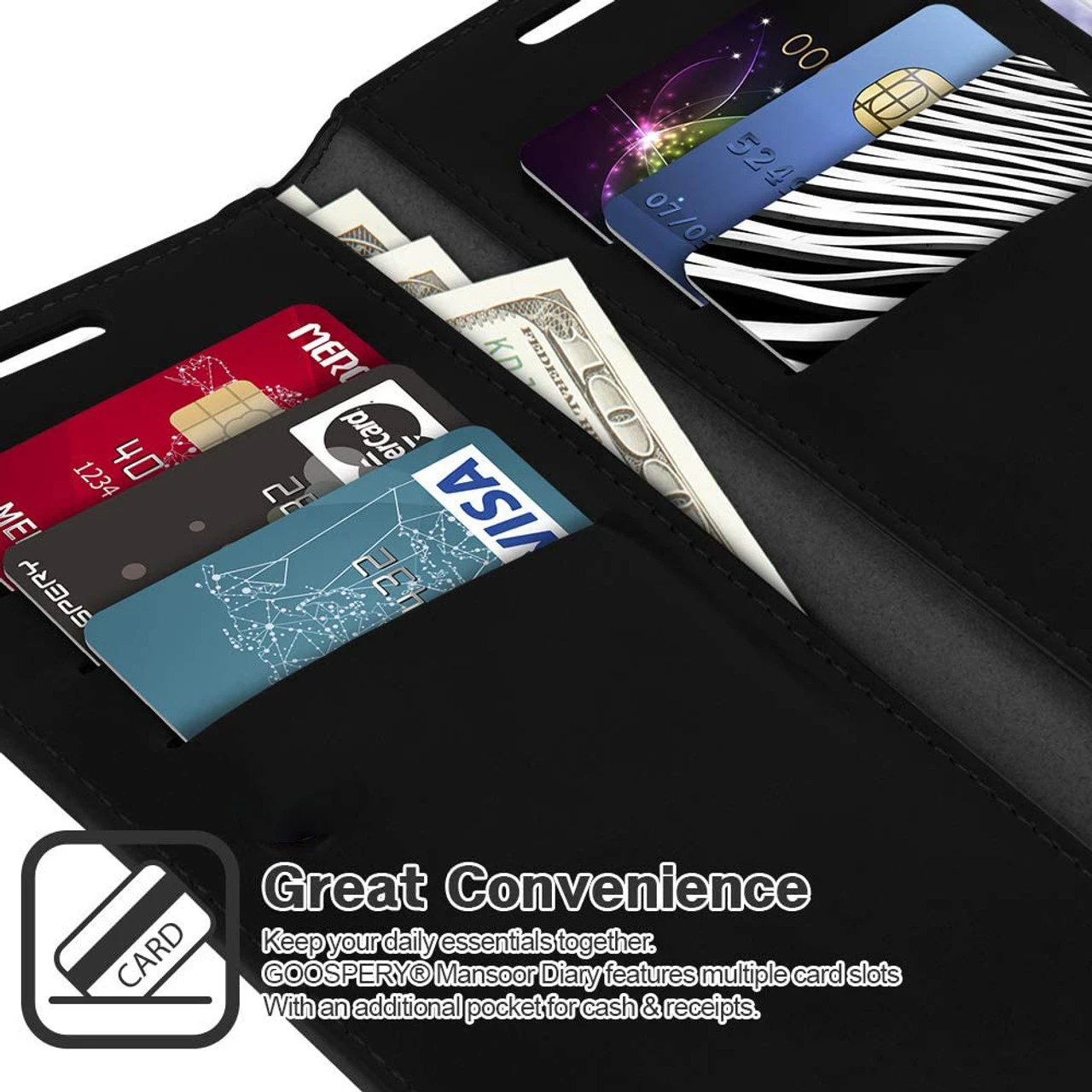 Black Mercury Mansoor 9 Card Slot Wallet Case For Galaxy A54 5G 2 Black Mercury Mansoor 9 Card Slot Wallet Case For Galaxy A54 5G - Image 2