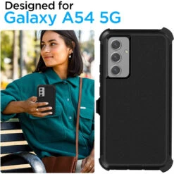 Black Galaxy A54 5G Tough Military Grade Drop Proof Defender Case -Cheap NewCase Store galaxy a54 5g military grade defender holster case black 6 02193.1685008078