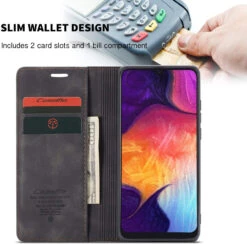 Black Galaxy A70 CaseMe Premium Compact Flip Wallet Card Case -Cheap NewCase Store galaxy a70 caseme wallet black 6 46097.1687256115