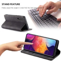 Black Galaxy A70 CaseMe Premium Compact Flip Wallet Card Case -Cheap NewCase Store galaxy a70 caseme wallet black 7 08419.1687256115