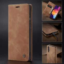 Vintage Brown Galaxy A70 CaseMe Premium Compact Flip Wallet Case -Cheap NewCase Store galaxy a70 caseme wallet brown 4 93458.1580962054