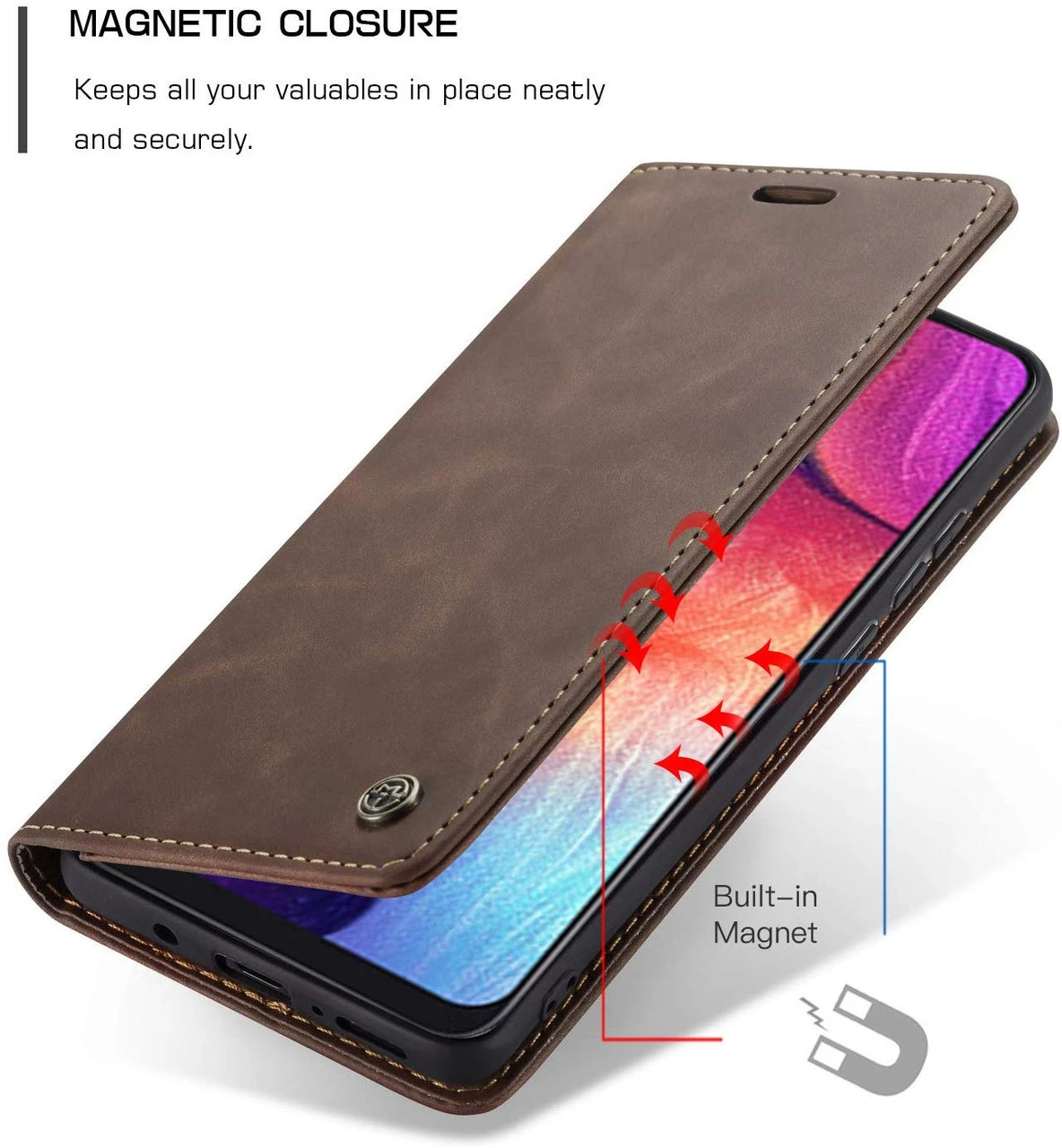 Stylish Coffee CaseMe Compact Flip Wallet Case For Samsung Galaxy A70 2 Stylish Coffee CaseMe Compact Flip Wallet Case For Samsung Galaxy A70 - Image 2