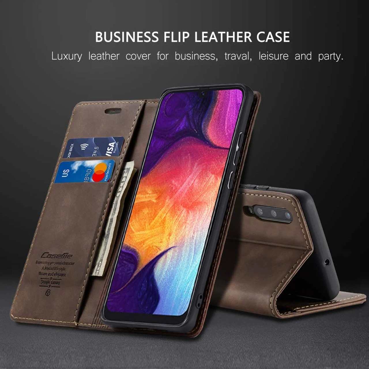Stylish Coffee CaseMe Compact Flip Wallet Case For Samsung Galaxy A70 6 Stylish Coffee CaseMe Compact Flip Wallet Case For Samsung Galaxy A70 - Image 6