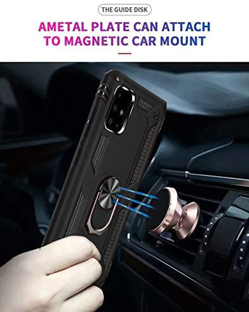 Black Galaxy A71 Slim Shock Proof 360 Rotating Metal Ring Stand Case 2 Black Galaxy A71 Slim Shock Proof 360 Rotating Metal Ring Stand Case - Image 2