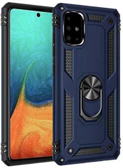 Navy Heavy Duty 360 Rotating Metal Ring Stand Case For Galaxy A71