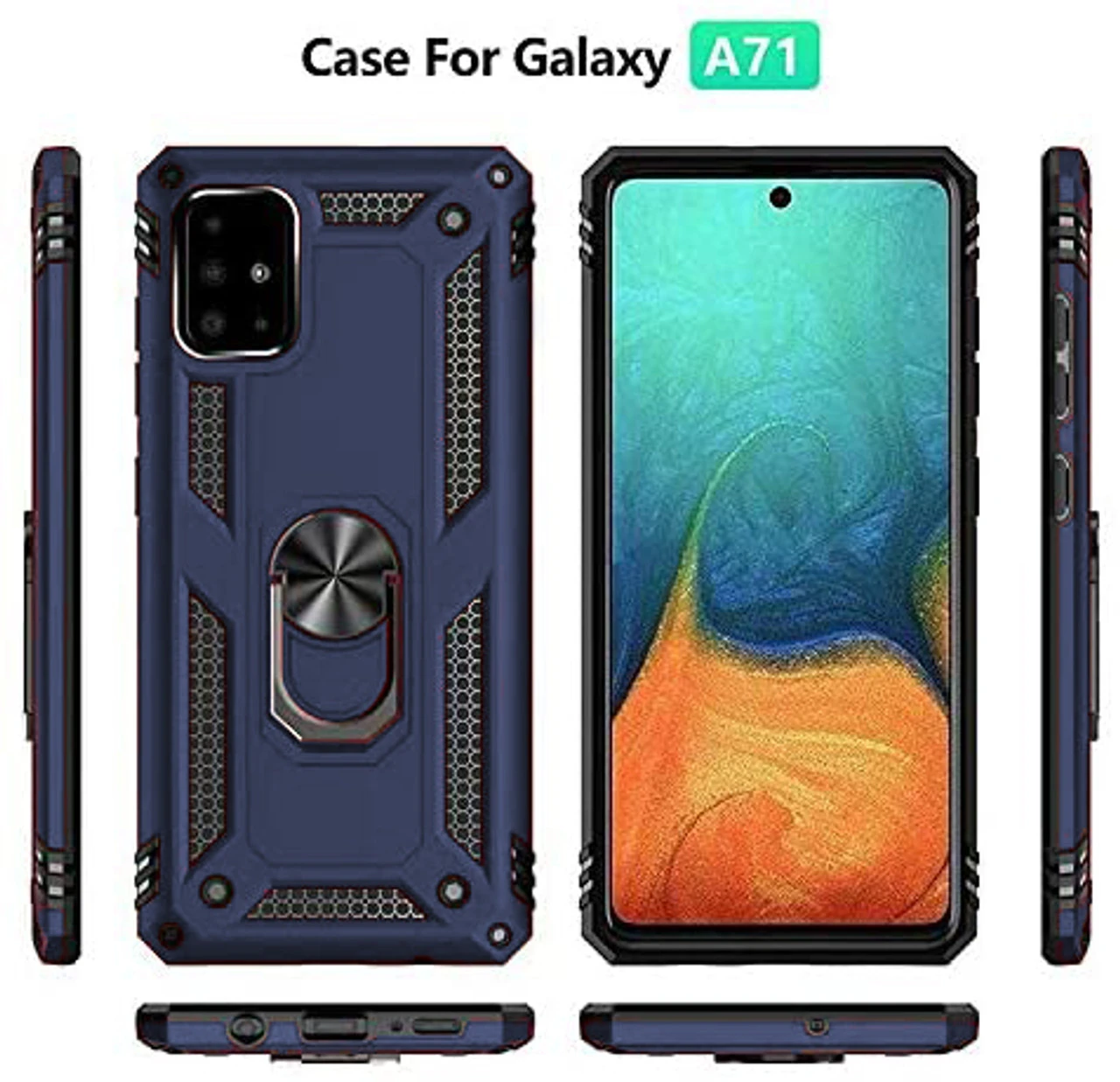 Navy Heavy Duty 360 Rotating Metal Ring Stand Case For Galaxy A71 2 Navy Heavy Duty 360 Rotating Metal Ring Stand Case For Galaxy A71 - Image 2