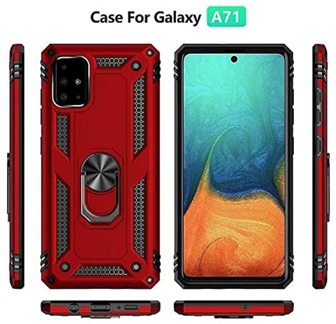 Red Galaxy A71 Slim Armor 360 Rotating Metal Ring Stand Case Cover 3 Red Galaxy A71 Slim Armor 360 Rotating Metal Ring Stand Case Cover - Image 3