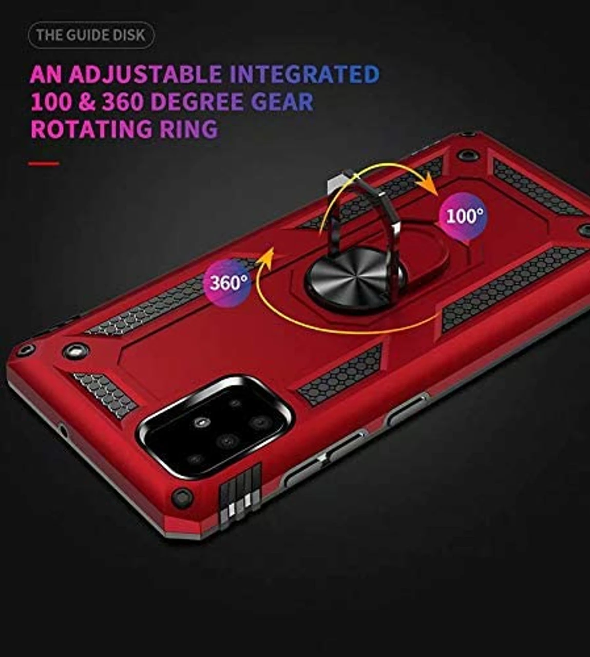 Red Galaxy A71 Slim Armor 360 Rotating Metal Ring Stand Case Cover 6 Red Galaxy A71 Slim Armor 360 Rotating Metal Ring Stand Case Cover - Image 6