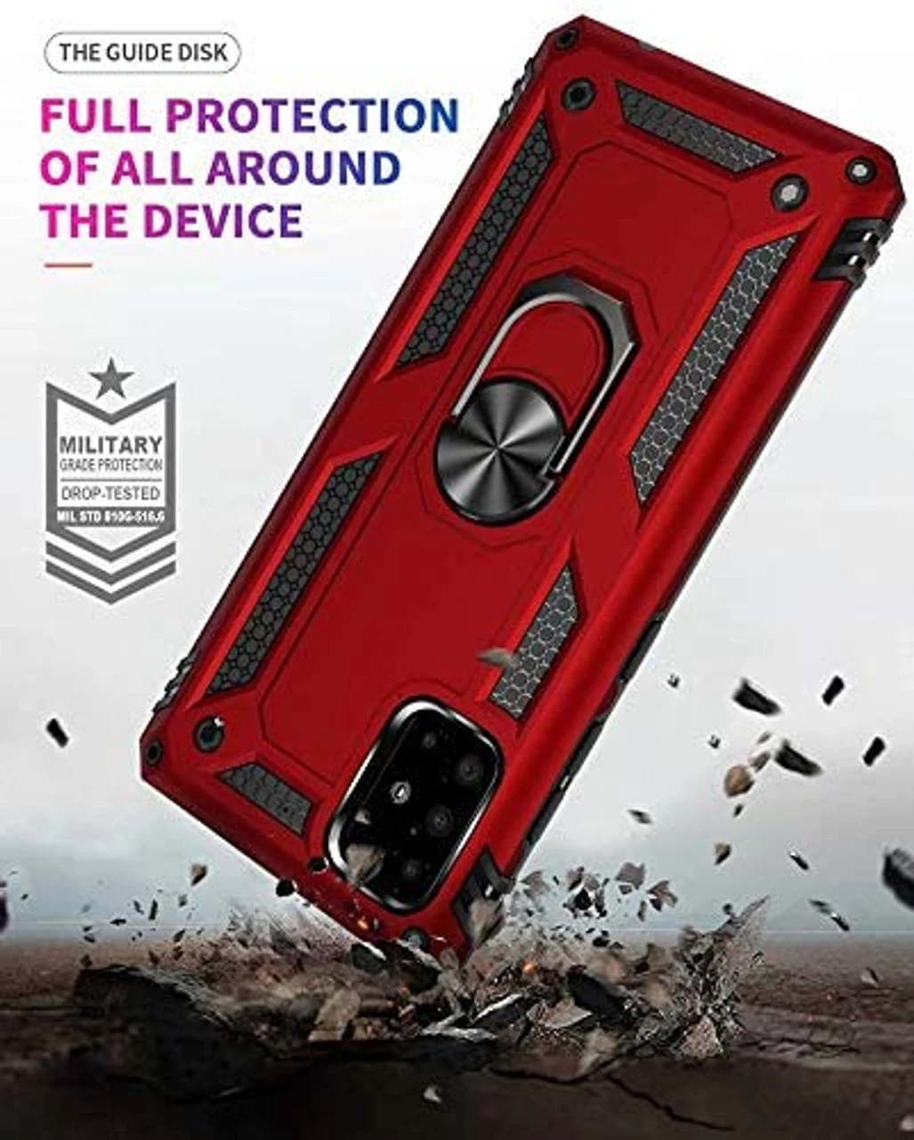 Red Galaxy A71 Slim Armor 360 Rotating Metal Ring Stand Case Cover 2 Red Galaxy A71 Slim Armor 360 Rotating Metal Ring Stand Case Cover - Image 2