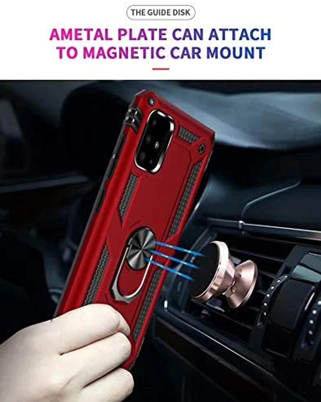 Red Galaxy A71 Slim Armor 360 Rotating Metal Ring Stand Case Cover 4 Red Galaxy A71 Slim Armor 360 Rotating Metal Ring Stand Case Cover - Image 4
