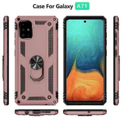 Rose Gold Galaxy A71 Shock Proof 360 Rotating Metal Ring Stand Case -Cheap NewCase Store galaxy a71 metal ring kickstand case rose gold 3 38848.1681438904