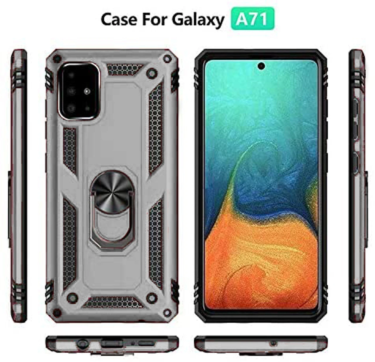 Silver Shock Proof 360 Rotating Metal Ring Stand Case For Galaxy A71 2 Silver Shock Proof 360 Rotating Metal Ring Stand Case For Galaxy A71 - Image 2