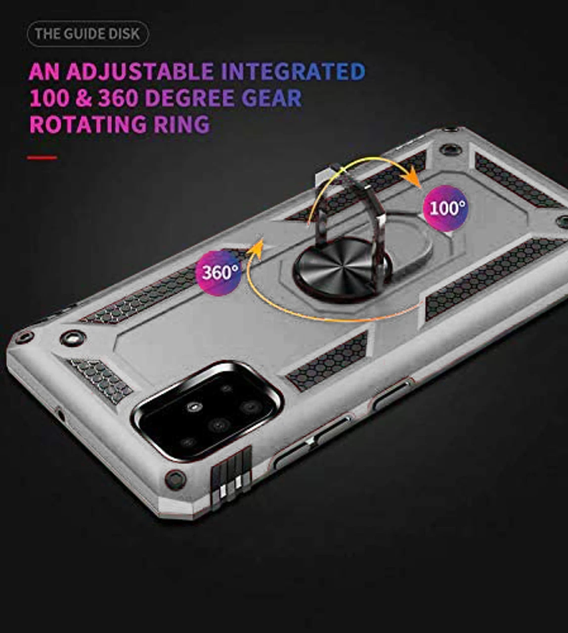 Silver Shock Proof 360 Rotating Metal Ring Stand Case For Galaxy A71 3 Silver Shock Proof 360 Rotating Metal Ring Stand Case For Galaxy A71 - Image 3