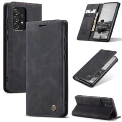 Black Galaxy A73 5G CaseMe Slim Magnetic Classy Wallet Case -Cheap NewCase Store galaxy a73 5g caseme slim wallet black 3 01480.1656297482