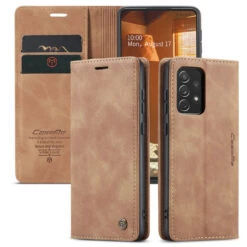 Brown Galaxy A73 5G CaseMe Compact Flip Wallet Case