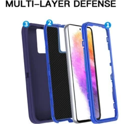 Blue Heavy Duty Defender Military Grade Case For Galaxy A73 5G -Cheap NewCase Store galaxy a73 5g military grade defender case blue 5 45871.1683684297