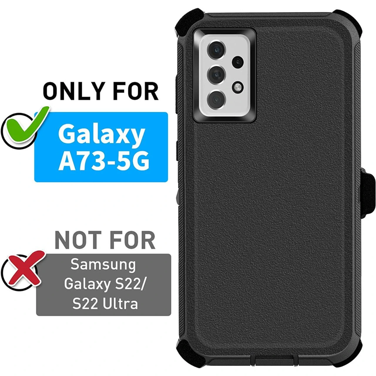 Black Full Body Heavy Duty Holster Case For Galaxy A73 5G 3 Black Full Body Heavy Duty Holster Case For Galaxy A73 5G - Image 3