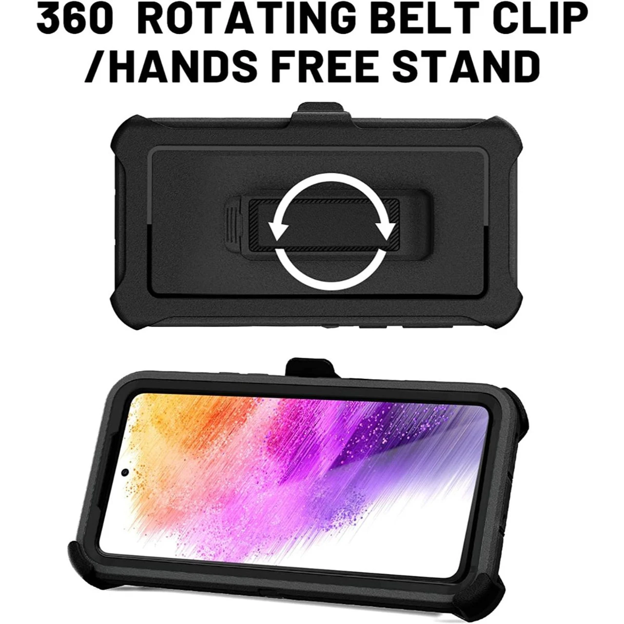 Black Full Body Heavy Duty Holster Case For Galaxy A73 5G 4 Black Full Body Heavy Duty Holster Case For Galaxy A73 5G - Image 4