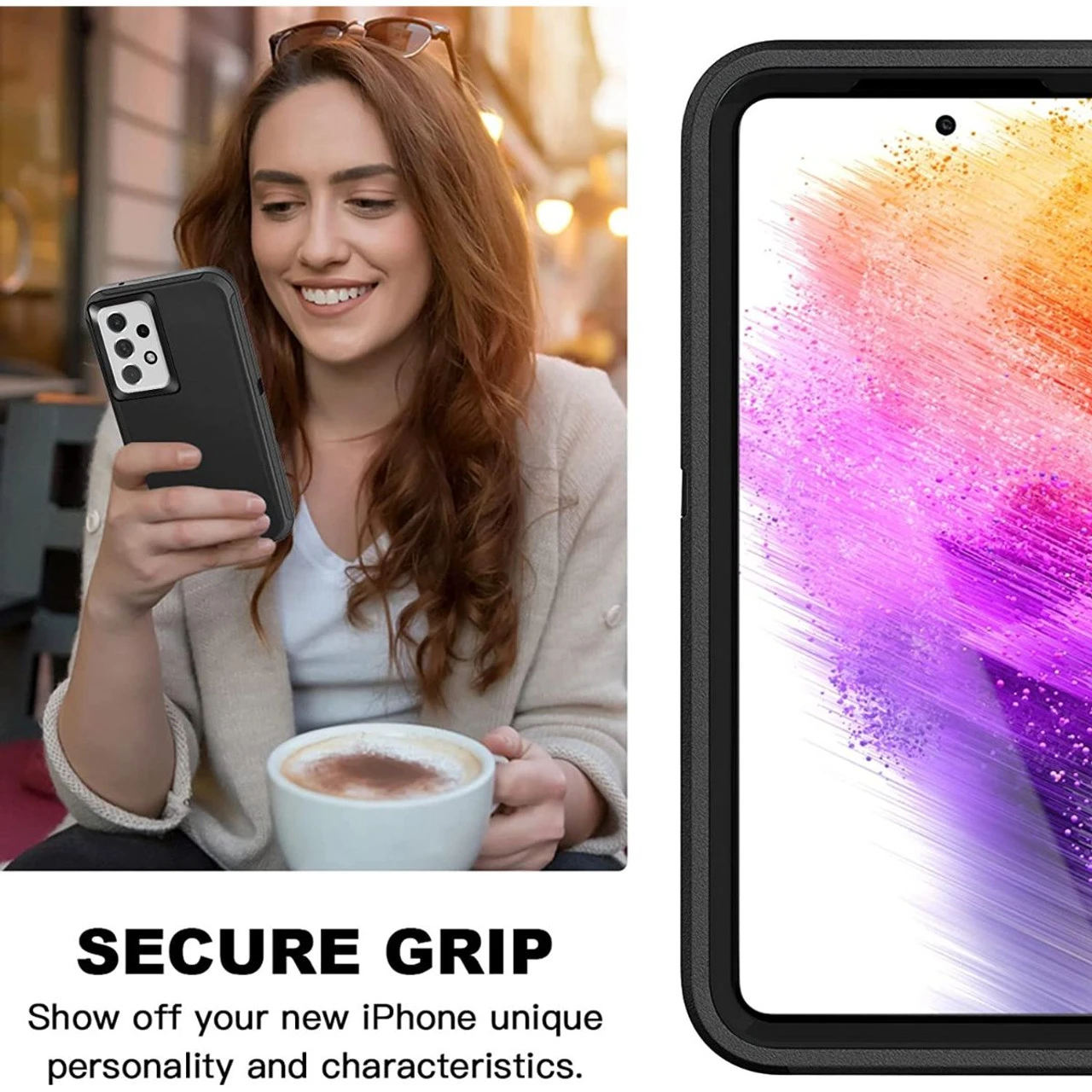 Black Full Body Heavy Duty Holster Case For Galaxy A73 5G 5 Black Full Body Heavy Duty Holster Case For Galaxy A73 5G - Image 5