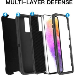 Black Full Body Heavy Duty Holster Case For Galaxy A73 5G 11 Black Full Body Heavy Duty Holster Case For Galaxy A73 5G -Cheap NewCase Store galaxy a73 5g military grade defender holster case black 6 47487.1687410115