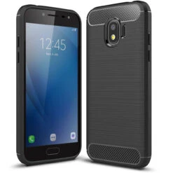 Black Samsung Galaxy J2 Pro 2018 Slim Armor Carbon Fibre Case