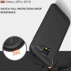 Black Samsung Galaxy J2 Pro 2018 Slim Armor Carbon Fibre Case -Cheap NewCase Store galaxy j2 pro carbon fibre case black 5 87667.1536045507