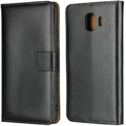 Black Samsung Galaxy J2 Pro Genuine Leather Business Wallet Case