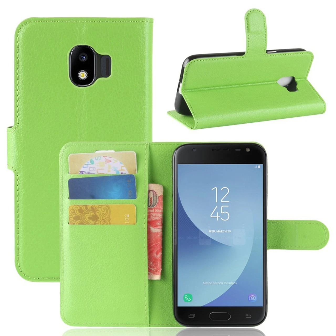 Green Samsung Galaxy J2 Pro (2018) Litchi Wallet Case Cover 1 Green Samsung Galaxy J2 Pro (2018) Litchi Wallet Case Cover